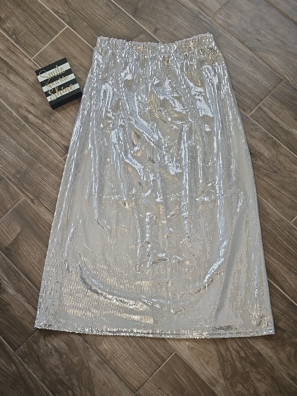 Serra Silver Sequin Midi Skirt